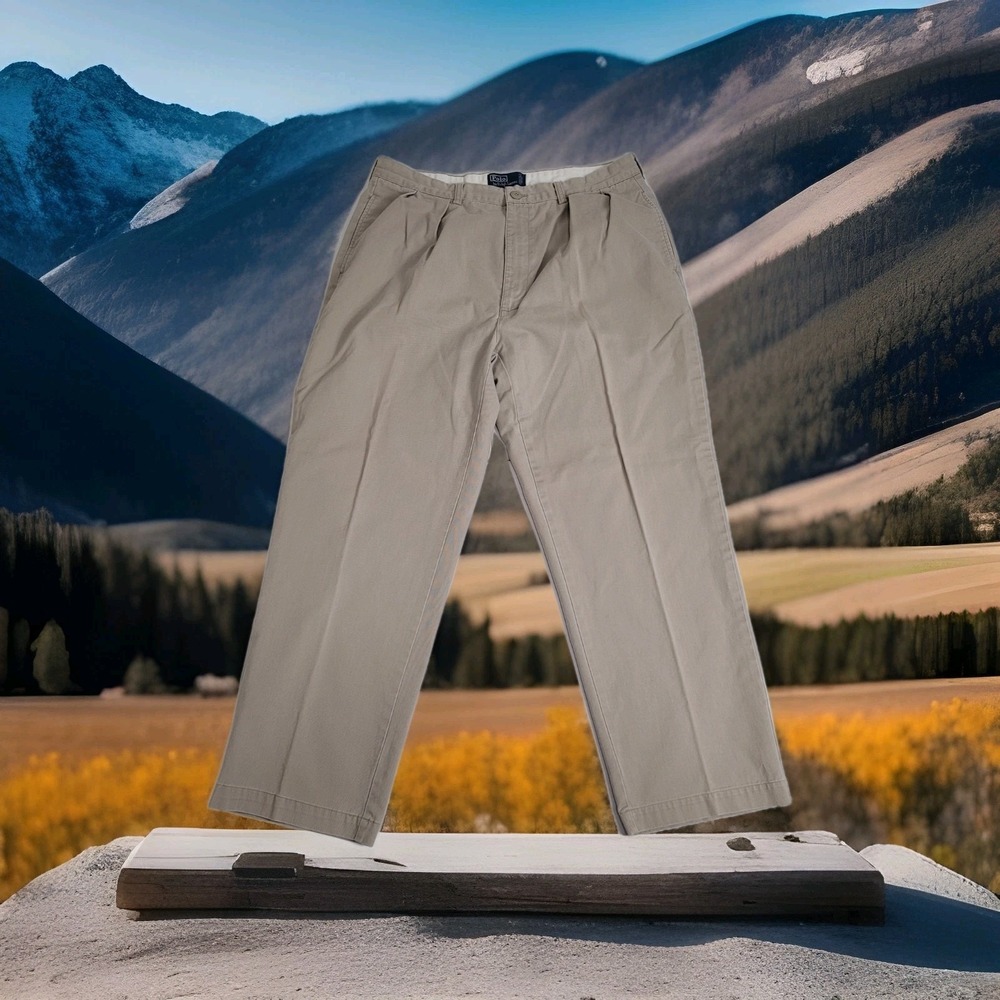 VTG Polo‎ Ralph Lauren Pant Mens 38x30 Andrew Pant Pleated Chino Casual Preppy